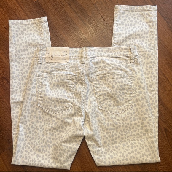 Loft Modern Skinny Pants Leopard Print Neutral Low Waist Slim Fit Women’s Sz 0 - Picture 2 of 7